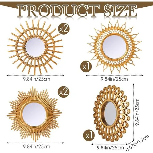 Détail de Miroirs Dores Namalu, Décoration Murale Circulaire Boho
