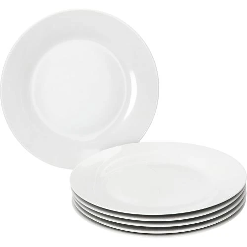 Détail de Assiettes en porcelaine blanche, lot de 6, chic