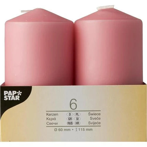 Détail de Bougies piliers Rose vieilli, Lot 6, PAPSTAR