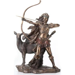 Statue Bronze Artemis, Déesse Chasse, Nature Sauvage Veronese
