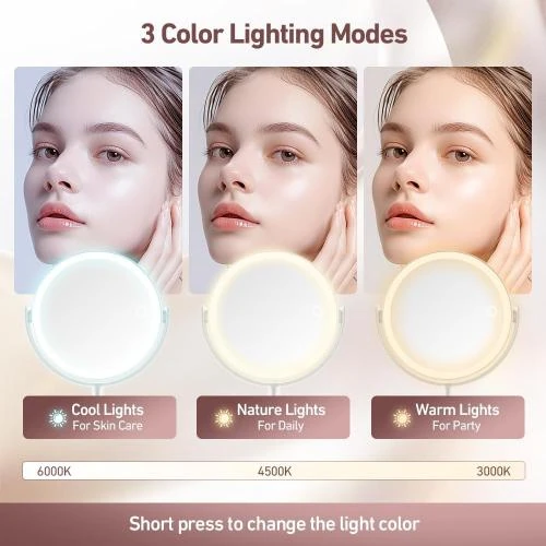 Zoom sur Miroir maquillage MIYADIVA, éclairage 20x, 3 lumières