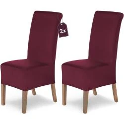 Housse Chaise Extensible Élastique Lot 2 Bordeaux Élégante