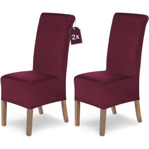 Housse Chaise Extensible Élastique Lot 2 Bordeaux Élégante - Vue principale