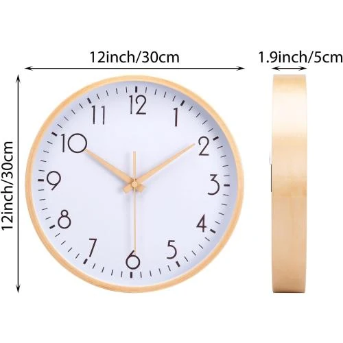 Détail de Horloge Murale VIVILINEN Bois Naturel Massif Moderne