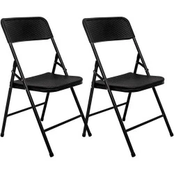 Chaises Pliantes Amanka, Rotin Noir, Balcon, Jardin