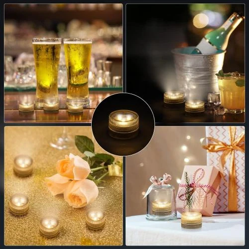 Détail de Bougies chauffe-plat LED étanches, blanches, 20 pièces
