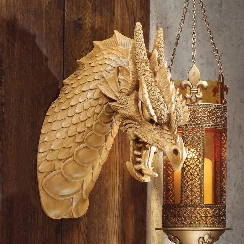 Détail de Sculpture murale dragon bronze, lot de 2, Design Toscano