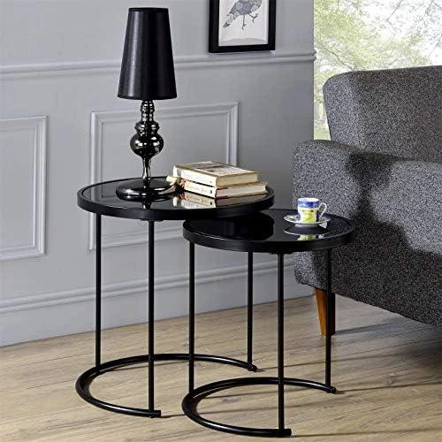 Détail de Lot de 2 Tables d'Appoint LEYRE - Design Industriel Élégant