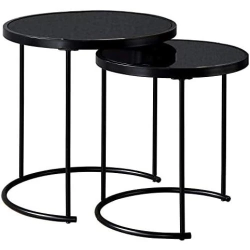 Zoom sur Lot de 2 Tables d'Appoint LEYRE - Design Industriel Élégant