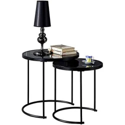 Lot de 2 Tables d'Appoint LEYRE - Design Industriel Élégant