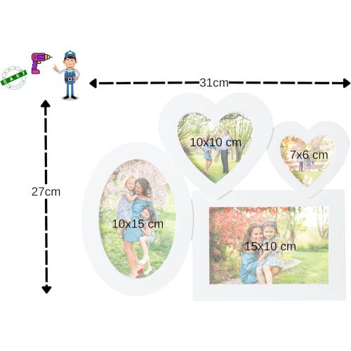 Présentation de Cadre photo mural multiple Love, Morgan, cœur, 4 photos en situation