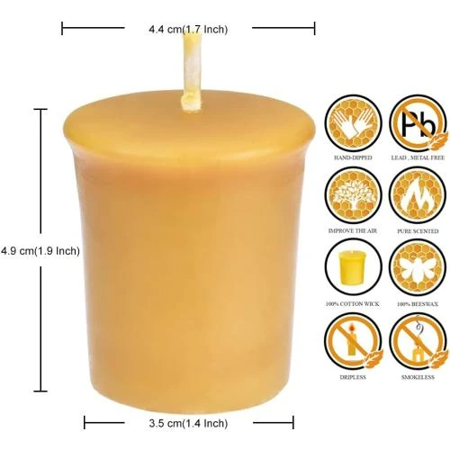 Détail de Bougies votives cire d'abeille, décoration maison, fête, mariage