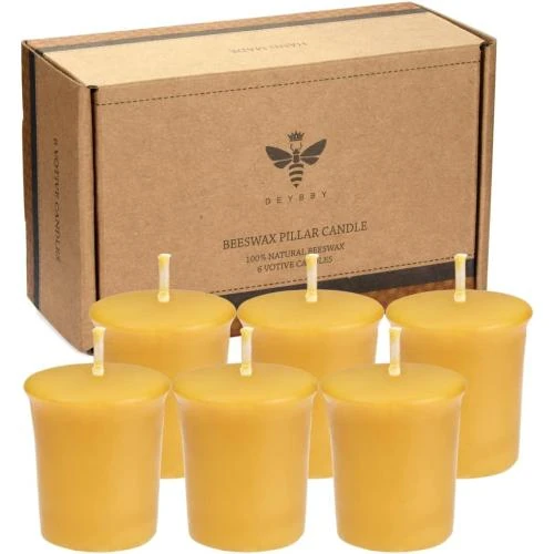 Bougies votives cire d'abeille, décoration maison, fête, mariage - Vue principale