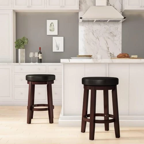 Détail de Tabouret de bar noir Linon Maya, design moderne