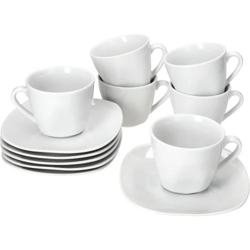 Détail de Tasses à café porcelaine blanche, lot 6 pièces, chic
