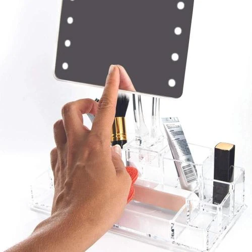 Zoom sur Miroir Table LED, Rangement Acrylique, Plastique, COSMETIC CLUB