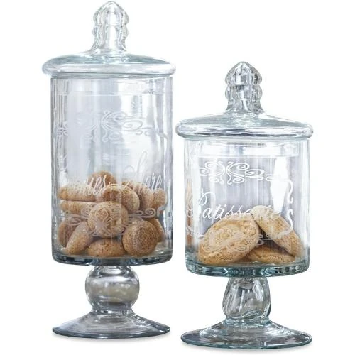 Bonbonnières Suzie Loberon, verre transparent, lot 2 - Vue principale