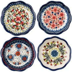 Assiettes porcelaine, lot 4, motif floral exotique