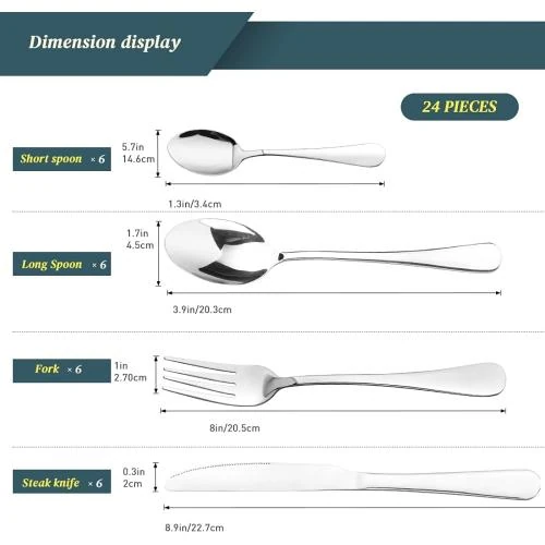 Détail de Ensemble Couverts 24 Pièces Acier Inoxydable Peinat