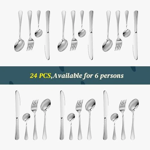 Zoom sur Ensemble Couverts 24 Pièces Acier Inoxydable Peinat