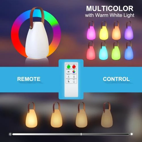 Détail de Lampe de table LED extérieure, télécommande, blanc chaud, étanche IP44