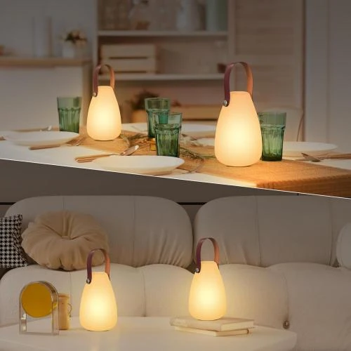 Zoom sur Lampe de table LED extérieure, télécommande, blanc chaud, étanche IP44