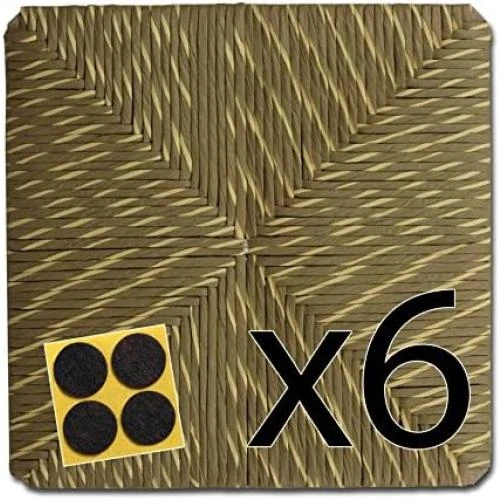 ArredaSi, Lot 6 Sièges Simili Paille Bicolore Vert - Vue principale