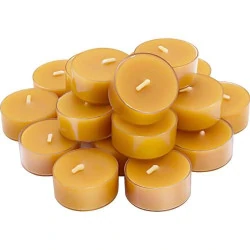 Bougies en cire d'abeille naturelles, lot de 20, tasses transparentes
