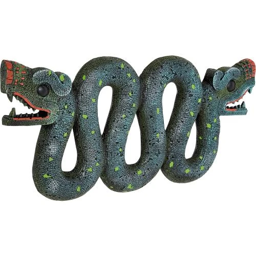 Détail de Sculpture Murale Serpent Azteque Deux Têtes Multicolore