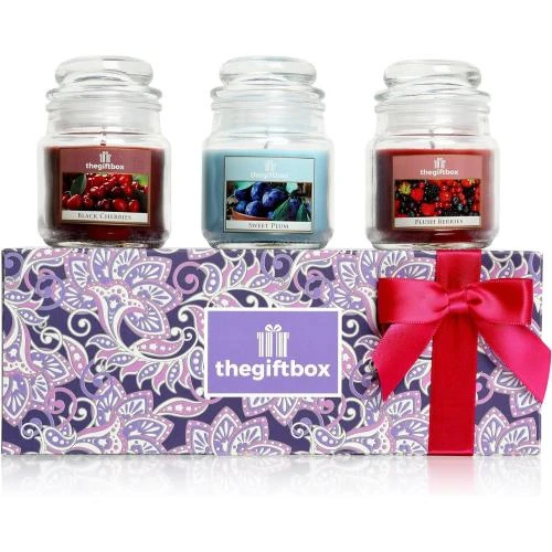 Bougie parfumée luxe, ensemble cadeau 8 bougies, 3 bougeoirs - Vue principale