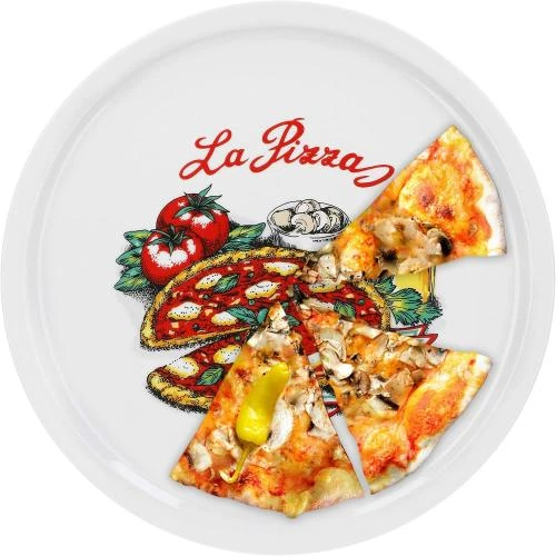 Zoom sur Assiettes en porcelaine Napoli, motif pour pizza, pasta