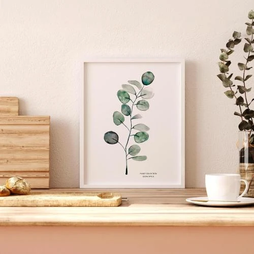 Zoom sur Décoration murale botanique esthétique, vert sauge, eucalyptus
