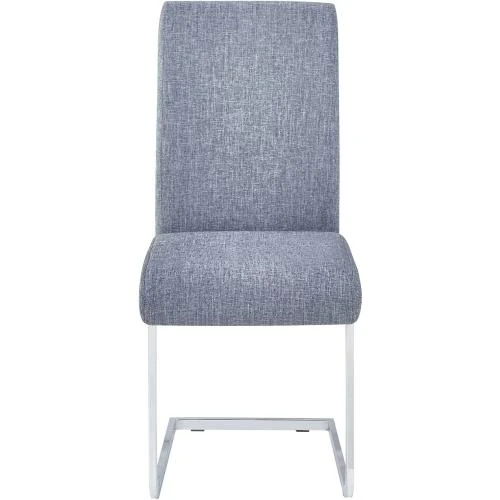 Chaises Salle à Manger Leticia, Métal Chrome, Tissu Gris - Vue principale