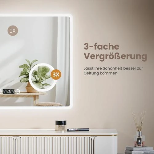 Détail de Miroir salle de bain LED, éclairage blanc chaud, design
