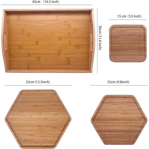 Détail de Assiettes fromage bambou PAFREWOG, lot hexagones, carré