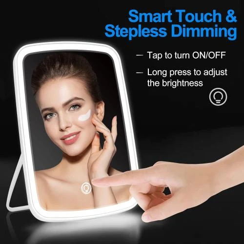 Détail de Miroir maquillage ViKert, lumineux, tactile, rechargeable USB