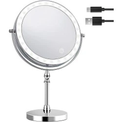 Miroir Maquillage Lumineux Amelar, 3 Couleurs, USB, 360°