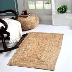 Tapis de Salon Jute Naturel Tissé Main Éthique Eco Responsable