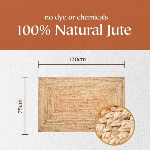 Détail de Tapis de Salon Jute Naturel Tissé Main Éthique Eco Responsable