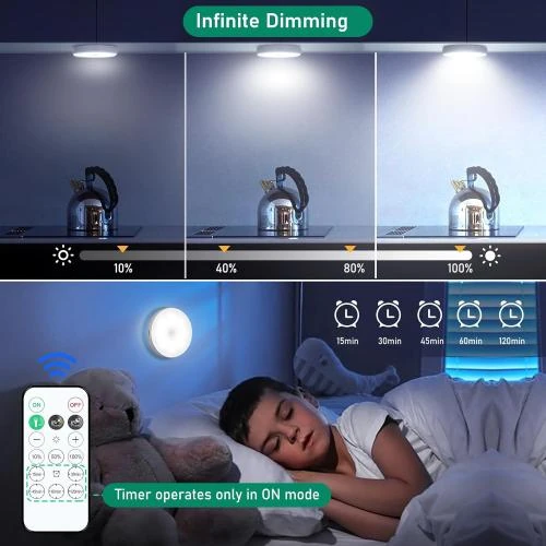 Détail de Palets lumineux rechargeables, télécommande, détecteur mouvement, LED sans fil