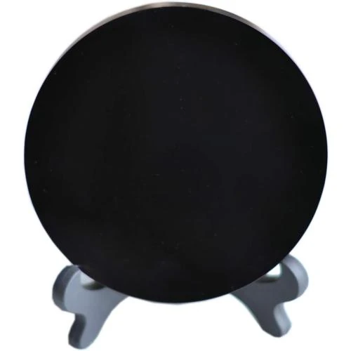 Miroir Obsidienne Noire, Support Rond Cristal Poli - Vue principale