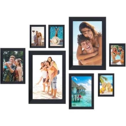 Cadres photo noirs, lot de 8, décoration murale, table