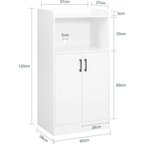 Zoom sur Buffet SoBuy Rangement Micro Ondes Commode Blanc