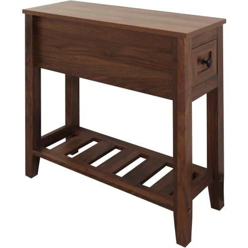 Zoom sur Table d'appoint en bois massif, tiroir, design étroit