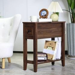 Table d'appoint en bois massif, tiroir, design étroit