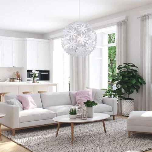 Détail de Lampe suspendue design fleur spotlight blanc Globo