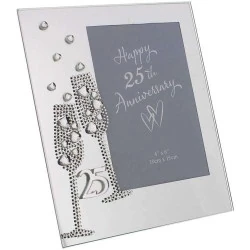 Cadre photo flûtes, diamants, 25ème anniversaire mariage