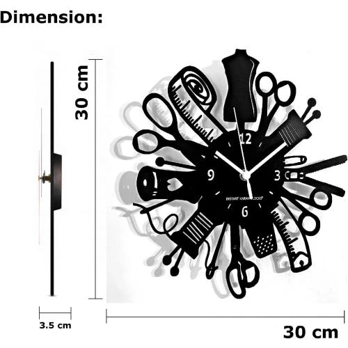 Zoom sur Horloge Murale Machine à Coudre, Idée Cadeau Unique