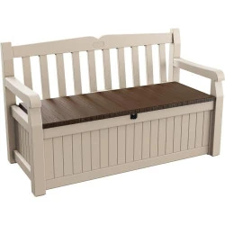 Banc de jardin Keter Eden, coffre extérieur résine marron