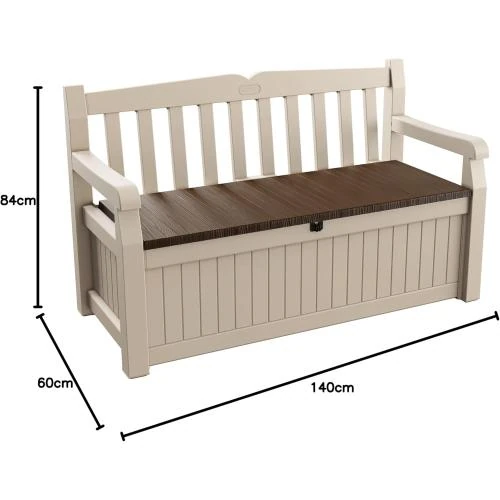 Zoom sur Banc de jardin Keter Eden, coffre extérieur résine marron